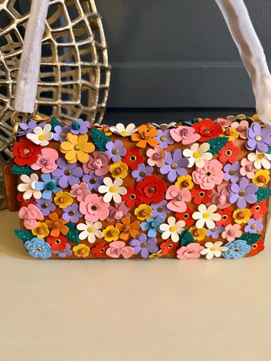 Coach Tabby Shoulder Bag 26 Floral Appliqué Nappa Leather CDZ35 - Picture 10 of 17